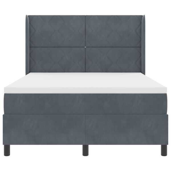 vidaXL Κρεβάτι Box Spring LED με Στρώμα Σκούρο Γκρι 140 x 190 cm