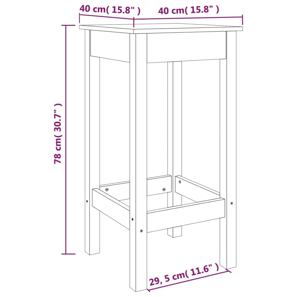 vidaXL Καρέκλες Μπαρ 2 τεμ. Λευκό 40x40x78 εκ. Μασίφ Ξύλο Πεύκου