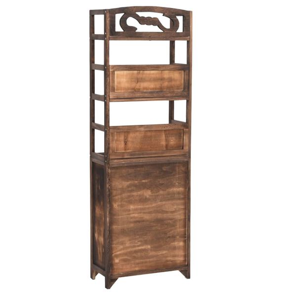 vidaXL Ντουλάπι Βιτρίνα Σκούρο Καφέ 46x24x140 εκ. Μασίφ Ξύλο Παυλώνιας