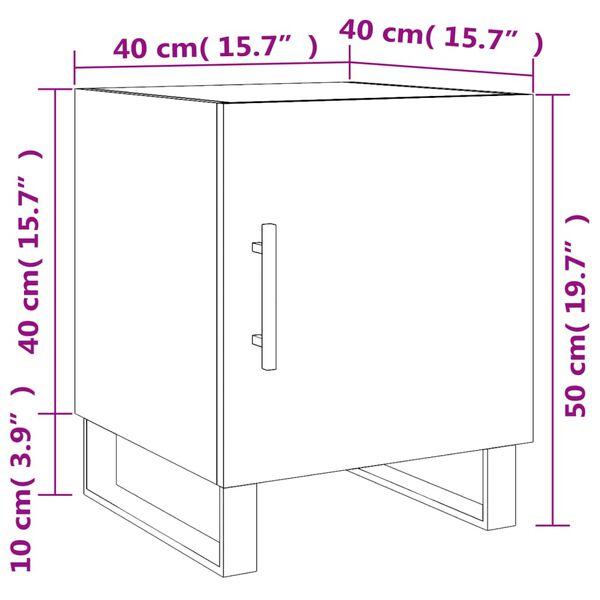 vidaXL Κομοδίνα 2 τεμ. Καπνιστή Δρυς 40x40x50 εκ. από Επεξεργ. Ξύλο