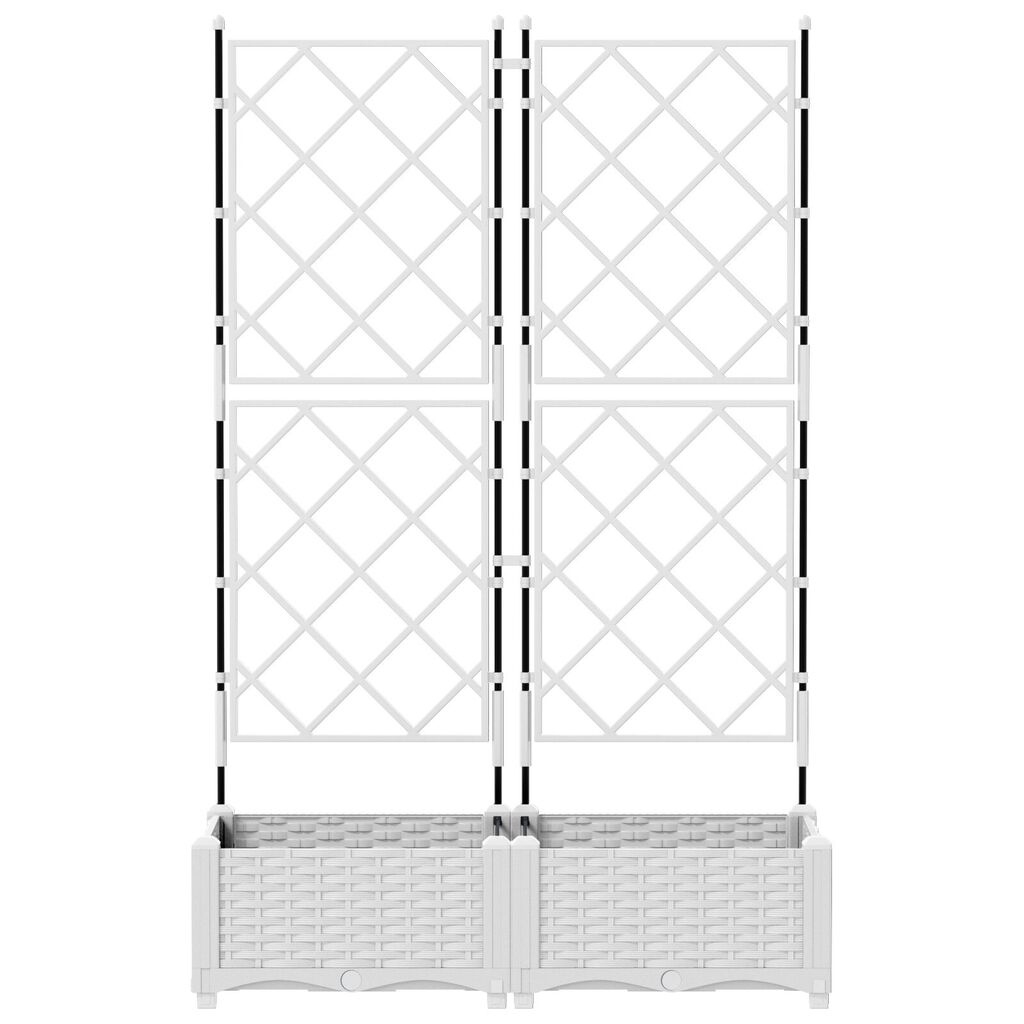 vidaXL Γλάστρα Κήπου με Στήριγμα 2 τεμ Λευκή 80x40x125.5 εκ
