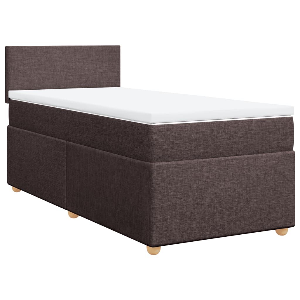 vidaXL Κρεβάτι Boxspring με Στρώμα Σκούρο Καφέ 90x190 εκ. Υφασμάτινο
