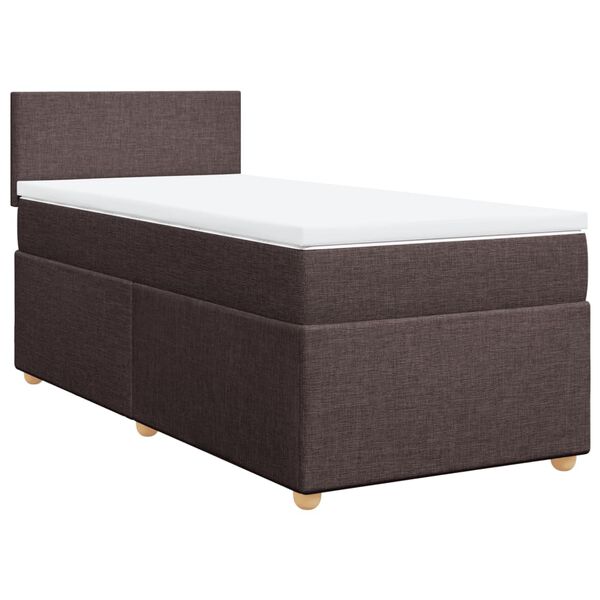 vidaXL Κρεβάτι Boxspring με Στρώμα Σκούρο Καφέ 90x190 εκ. Υφασμάτινο