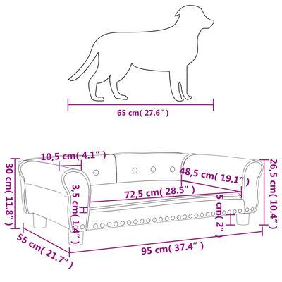 vidaXL Κρεβάτι Σκύλου Καφέ 95 x 55 x 30 εκ. από Συνθετικό Δέρμα