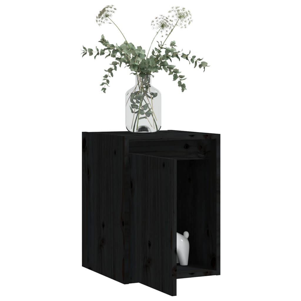 vidaXL Ντουλάπια Τοίχου 2 τεμ. Μαύρα 30x30x40 εκ. Μασίφ Ξύλο Πεύκου