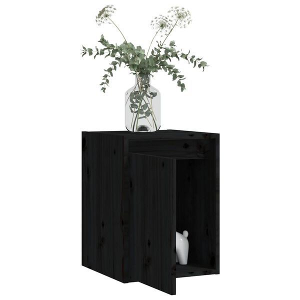vidaXL Ντουλάπια Τοίχου 2 τεμ. Μαύρα 30x30x40 εκ. Μασίφ Ξύλο Πεύκου