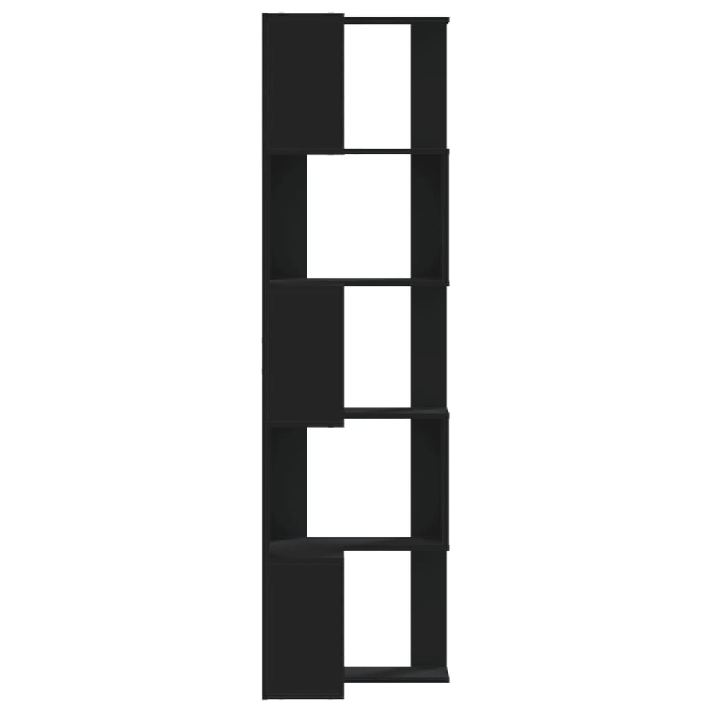 vidaXL Βιβλιοθήκη Γωνιακή 5 Επ. Μαύρο 50x50x179 εκ Επεξ. Ξύλο