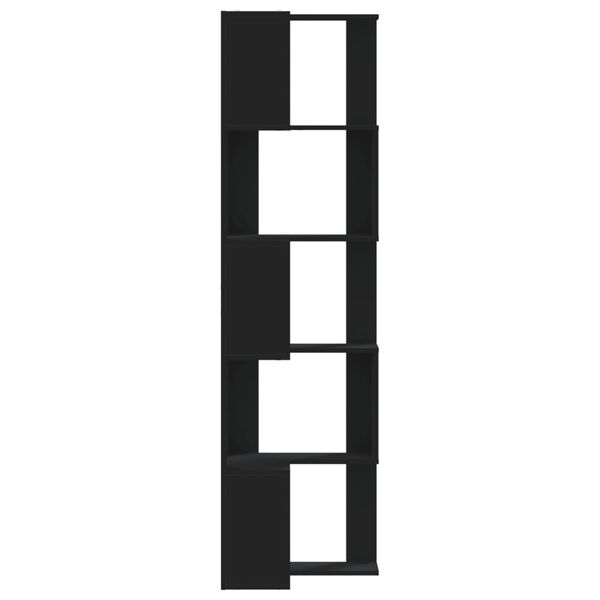 vidaXL Βιβλιοθήκη Γωνιακή 5 Επ. Μαύρο 50x50x179 εκ Επεξ. Ξύλο
