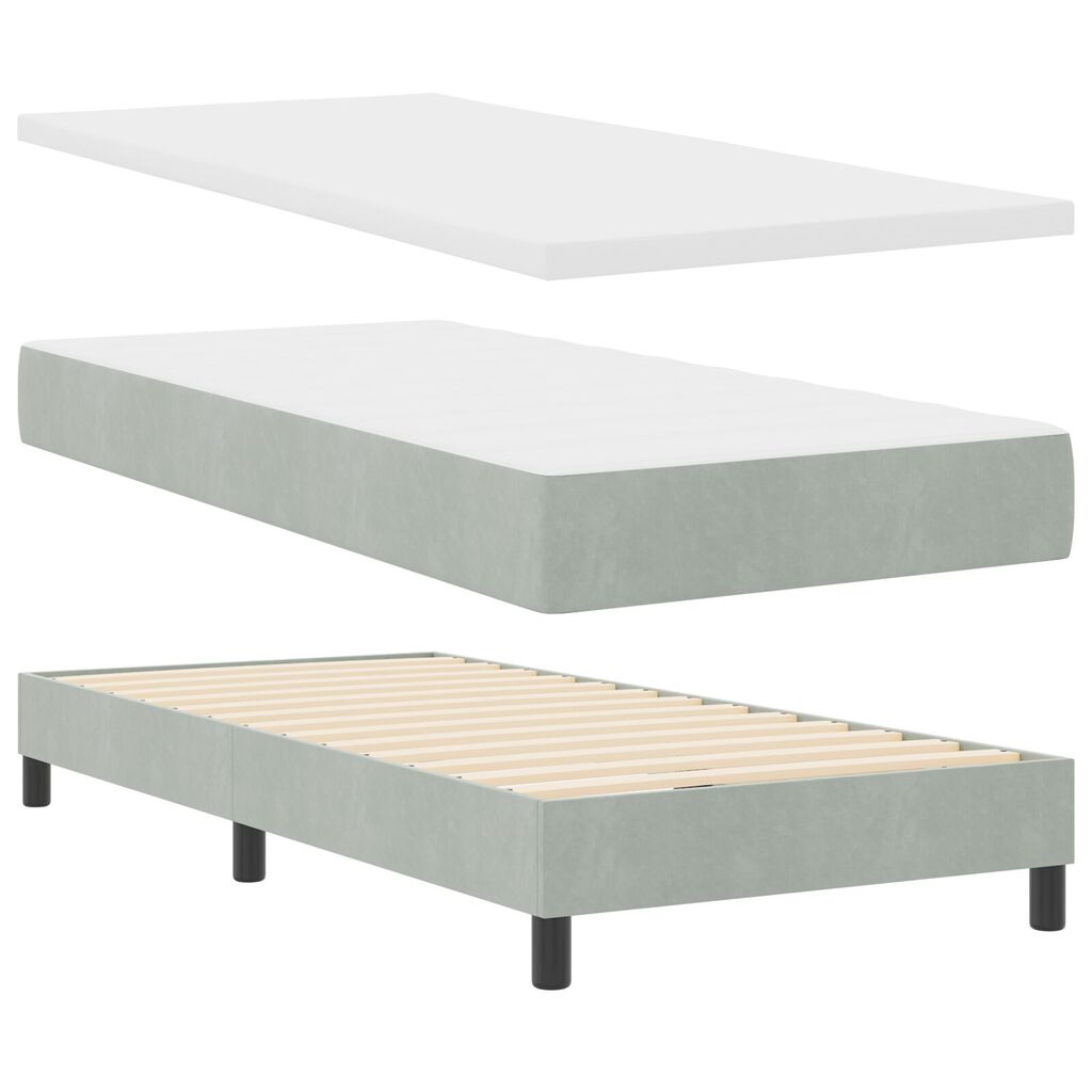 vidaXL Κρεβάτι με Στρώμα Light Grey 90x200 εκ Βελούδο