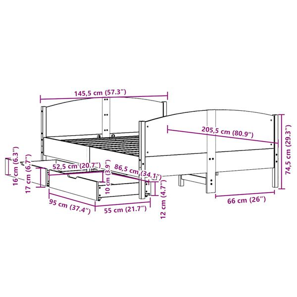 vidaXL Σκελετός Κρεβατιού Χωρίς Στρώμα Καφέ 140x200 Μασίφ Ξύλο Πεύκου