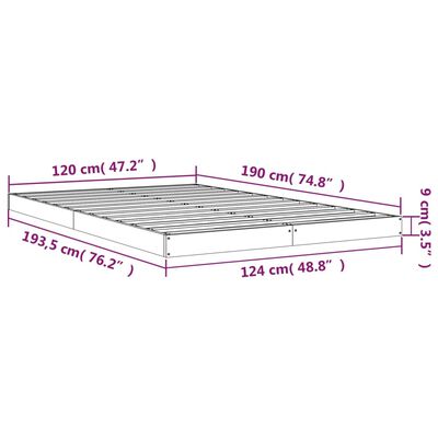 vidaXL Πλαίσιο Κρεβατιού 120 x 190 εκ. Ημίδιπλο από Μασίφ Ξύλο Πεύκου