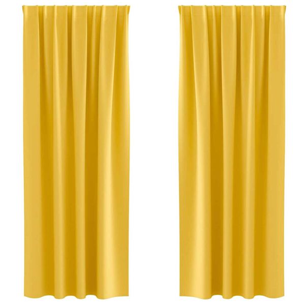 vidaXL Κουρτίνες με κουρτίνες 2 pcs κίτρινο μουσταρδί Πολυεστέρας