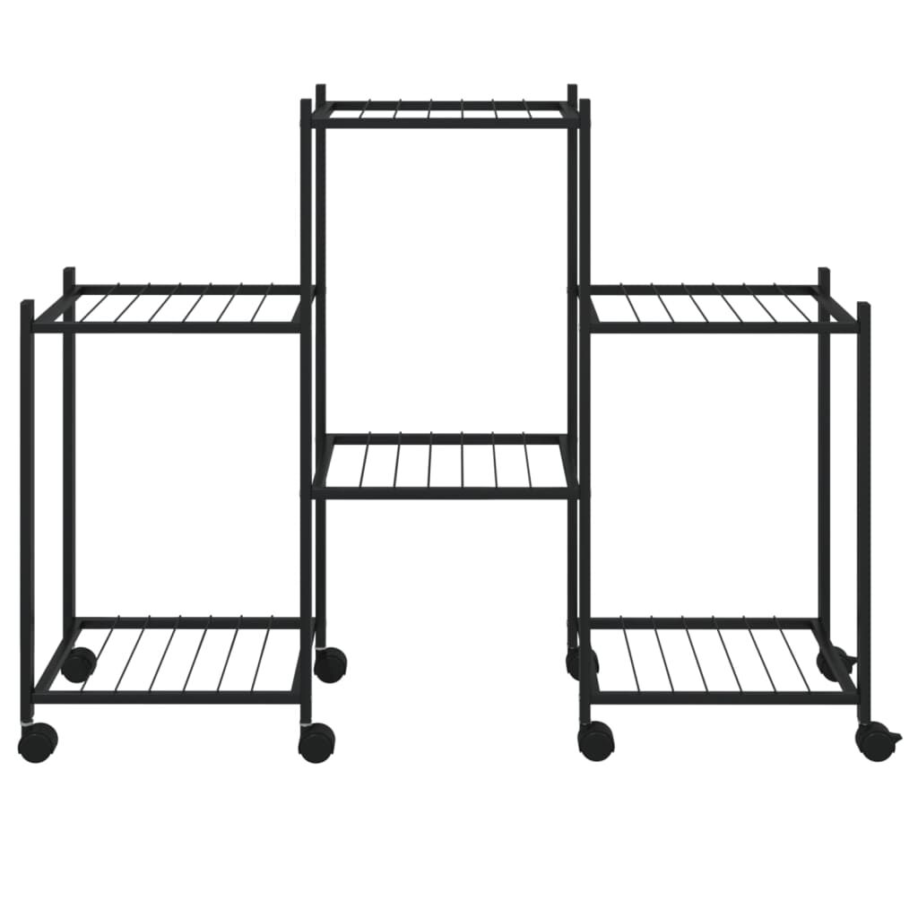 vidaXL Βάση Λουλουδιών με Ρόδες 83x25x63,5 εκ. Μαύρη Σιδερένια