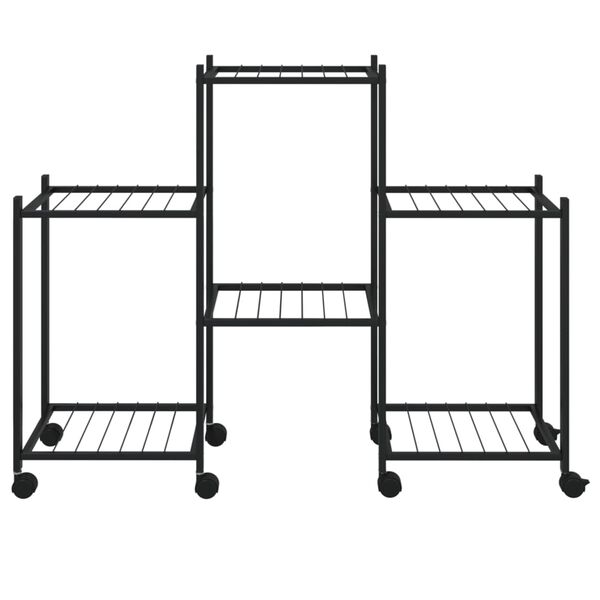 vidaXL Βάση Λουλουδιών με Ρόδες 83x25x63,5 εκ. Μαύρη Σιδερένια
