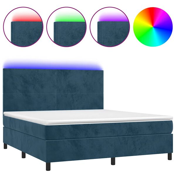 vidaXL &Kappa;&rho;&epsilon;&beta;ά&tau;&iota; Boxspring &mu;&epsilon; &Sigma;&tau;&rho;ώ&mu;&alpha; & LED &Sigma;&kappa;. &Mu;&pi;&lambda;&epsilon; 160x200&epsilon;&kappa;. &Beta;&epsilon;&lambda;&omicron;ύ&delta;&iota;&nu;&omicron;