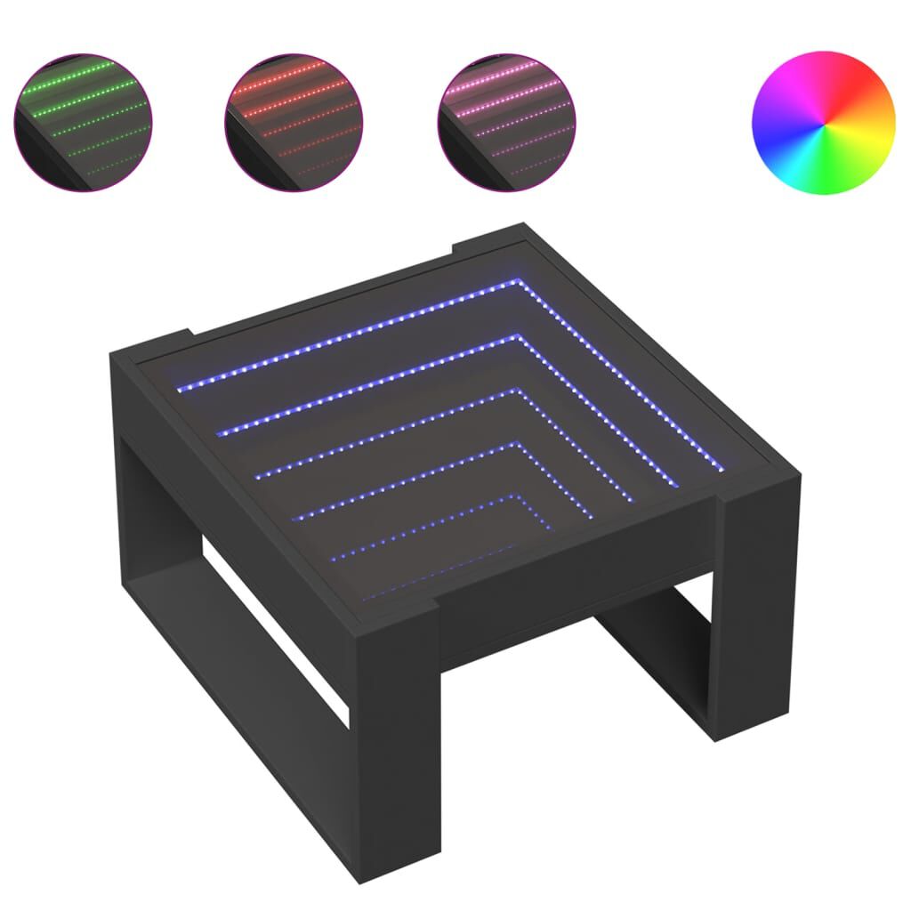 vidaXL Τραπεζάκι Σαλονιού Infinity LED Μαύρο 50x53x30 εκ.