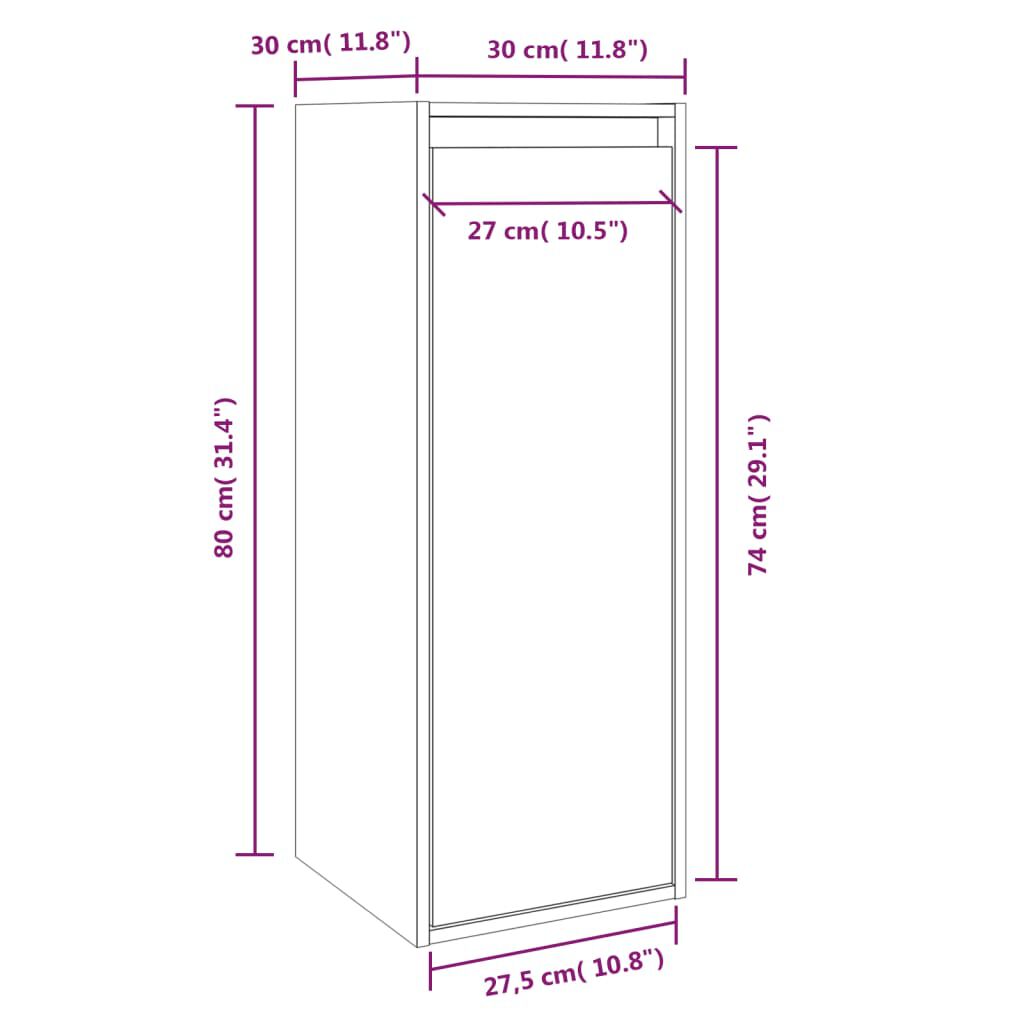 vidaXL Ντουλάπια Τοίχου 2 τεμ. Γκρι 30x30x80 εκ από Μασίφ Ξύλο Πεύκου
