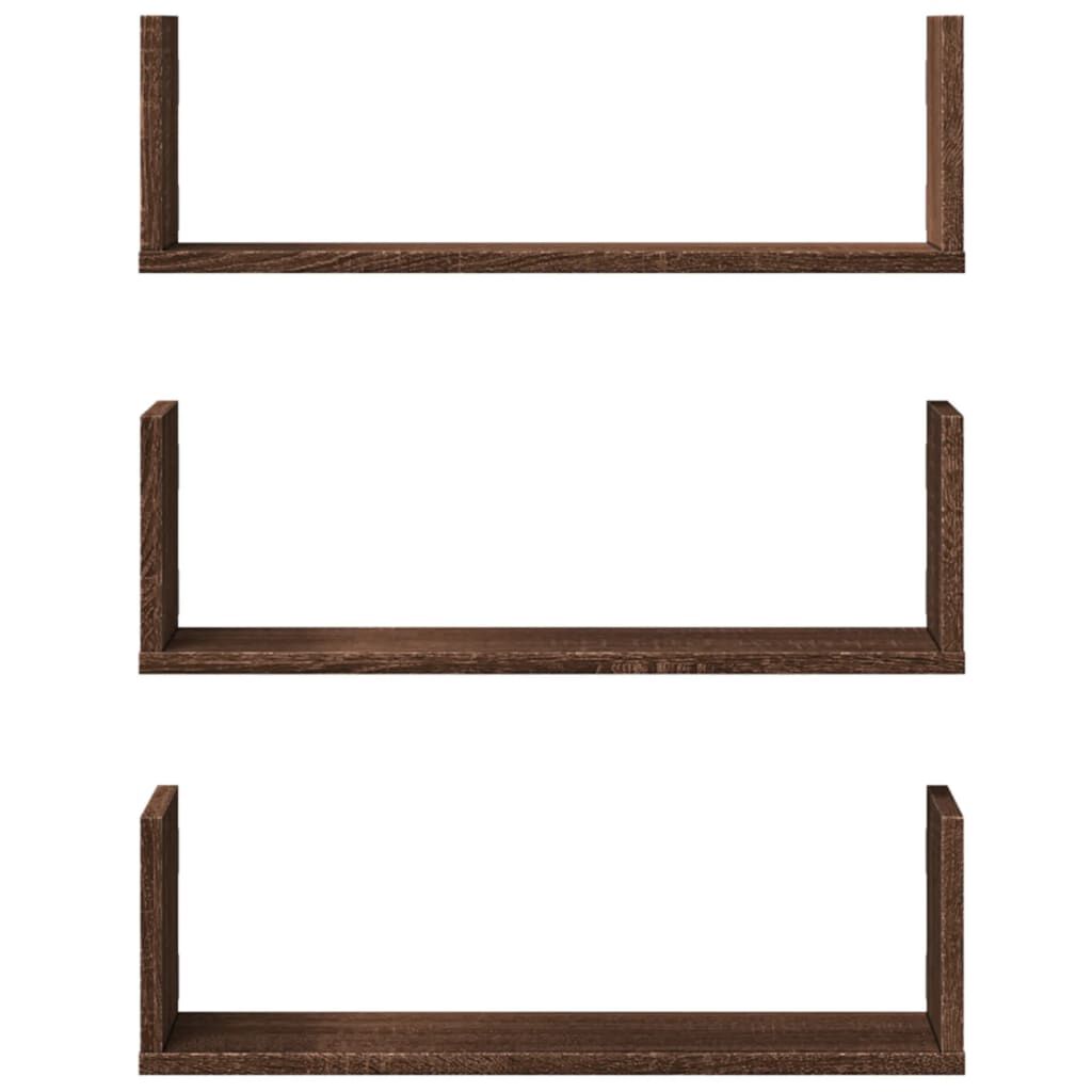 vidaXL Ραφιέρες Τοίχου 3 τεμ. Καφέ Δρυς 58x18x18εκ. Επεξεργασμένο Ξύλο