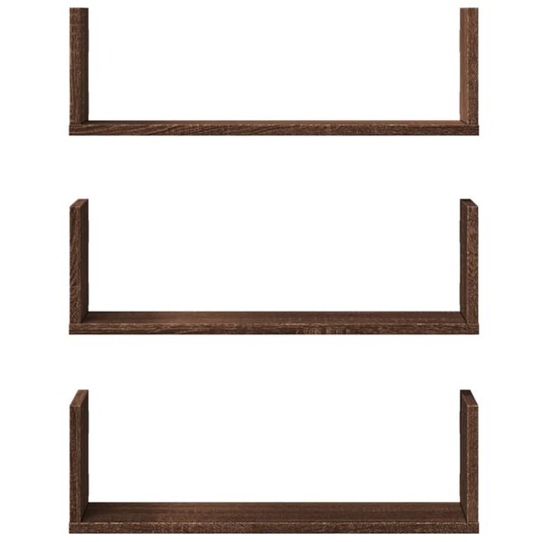 vidaXL Ραφιέρες Τοίχου 3 τεμ. Καφέ Δρυς 58x18x18εκ. Επεξεργασμένο Ξύλο