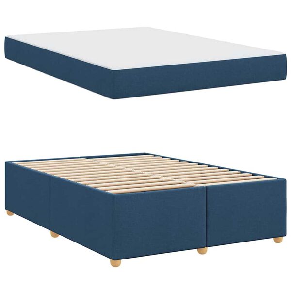 vidaXL Σκελετός Κρεβατιού με στρώμα Μπλε 160 x 200 cm ύφασμα