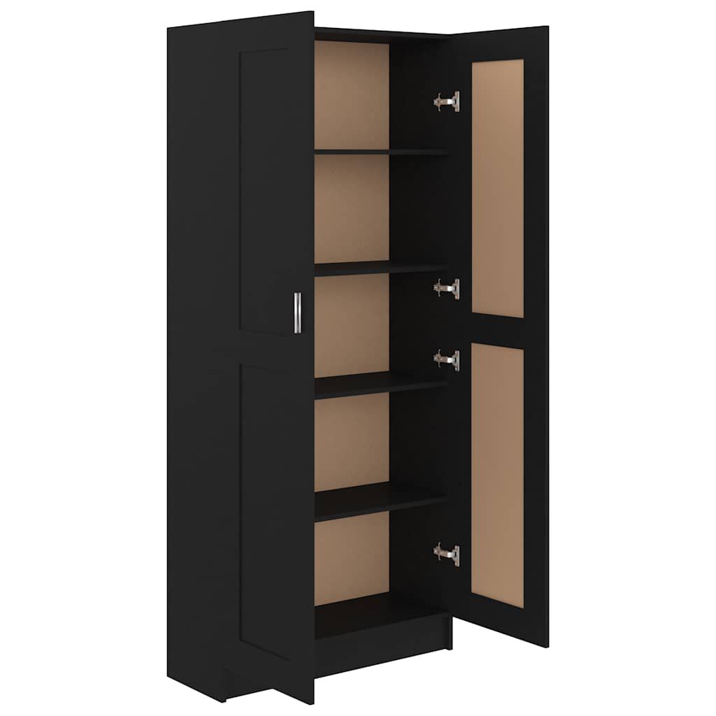vidaXL Βιβλιοθήκη Μαύρη 82,5 x 30,5 x 185,5 εκ. Επεξ. Ξύλο
