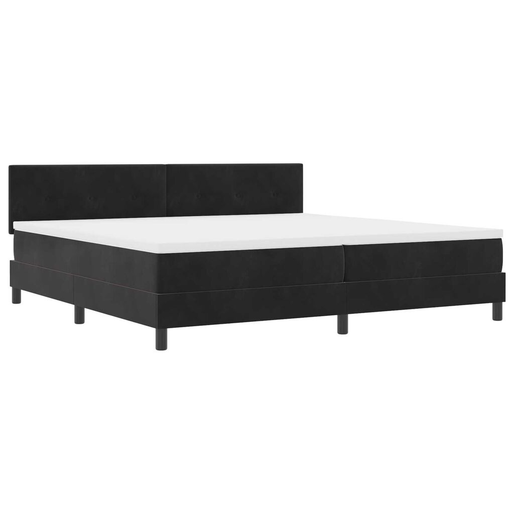 vidaXL Κρεβάτι Box Spring με Στρώμα Μαύρο 200x200 εκ Βελούδο