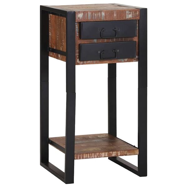 vidaXL End Table Πολύχρωμο 40 x 40 x 80 cm Στερεό ανακτημένο ξύλο