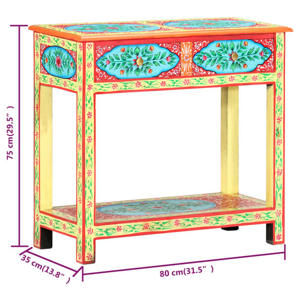vidaXL Κονσόλα με Χειροπ. Λεπτομέρειες 80x35x75 εκ. Μασίφ Ξύλο Μάνγκο