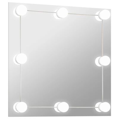vidaXL Καθρέφτης Τοίχου Τετράγωνος με Φωτισμό LED Γυάλινος