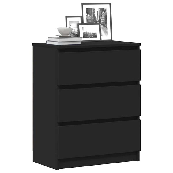 vidaXL Συρταριέρα Μαύρη 60x35x76 εκ. από Επεξεργασμένο Ξύλο