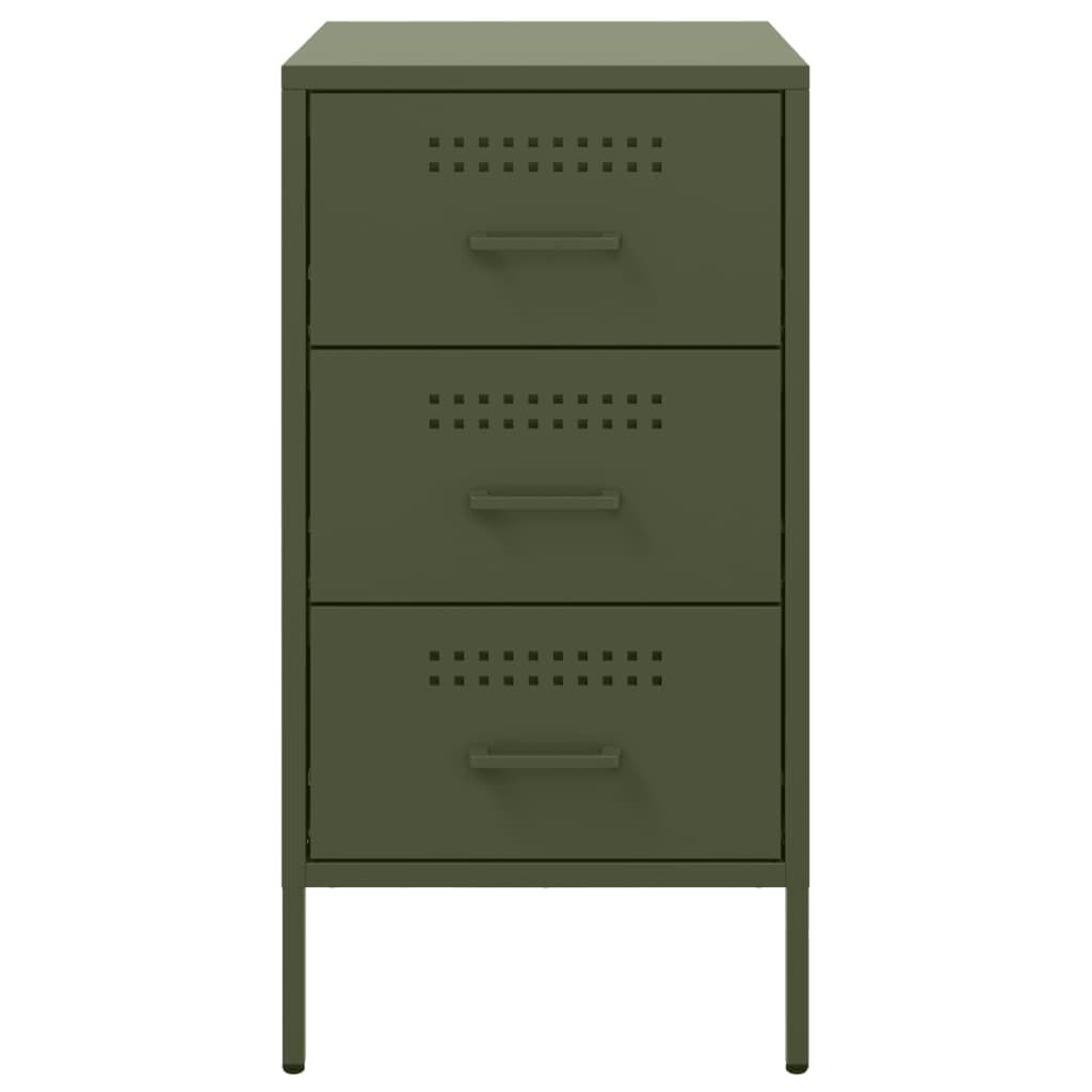 vidaXL Κομοδίνα 2 τεμ. Πράσινο Λαδί 36x39x68 εκ. από Χάλυβα