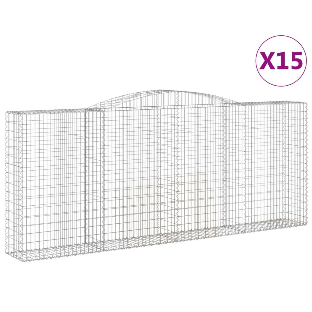 vidaXL Συρματοκιβώτια Τοξωτά 15 τεμ. 400x50x160/180 εκ. Γαλβαν. Ατσάλι