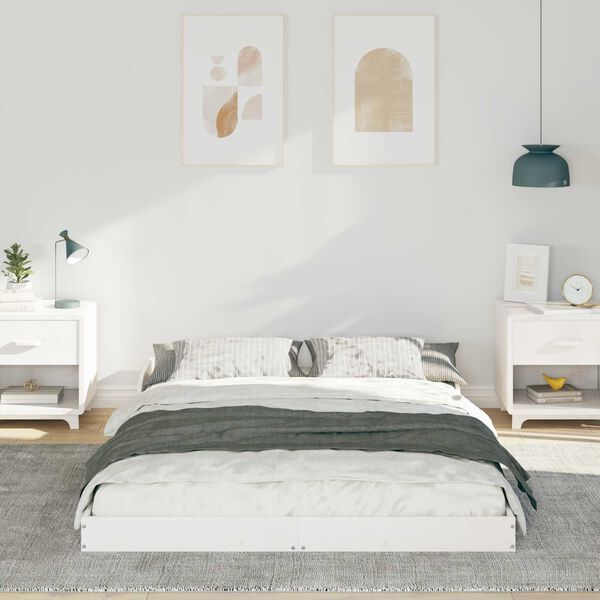 vidaXL Σκελετός Κρεβατιού Λευκό 120 x 200 cm Μασίφ ξύλο πεύκου