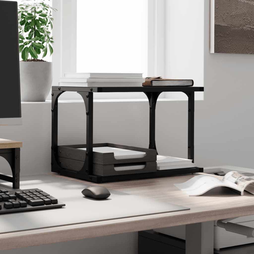 vidaXL Βάση Εκτυπωτή 2 Επιπέδων Μαύρη 41x28x33,5 εκ Επεξεργασμένο Ξύλο