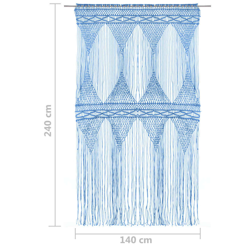vidaXL Κουρτίνα Μακραμέ Μπλε 140 x 240 εκ. Βαμβακερή