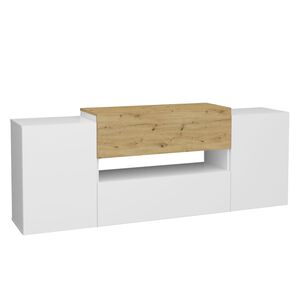 FMD Έπιπλο Τηλεόρασης/Hi-Fi Λευκό και Artisan Δρυς 182x33x70,2 εκ.