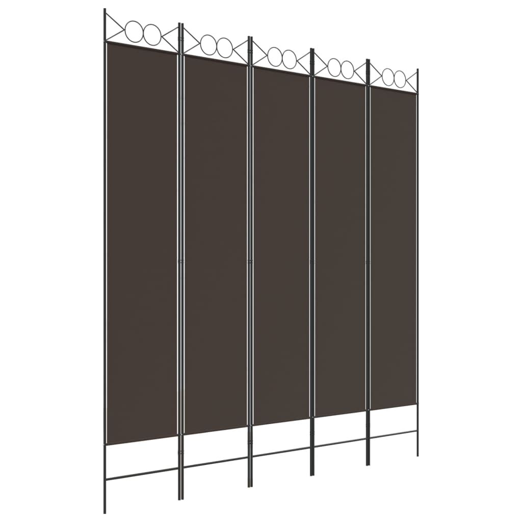 vidaXL Διαχωριστικό Δωματίου με 5 Πάνελ Καφέ 200x220 εκ. από Ύφασμα