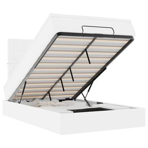 vidaXL Οθωμανικό κρεβάτι με στρώμα & LEDs Λευκό 120x200cm Faux Leather