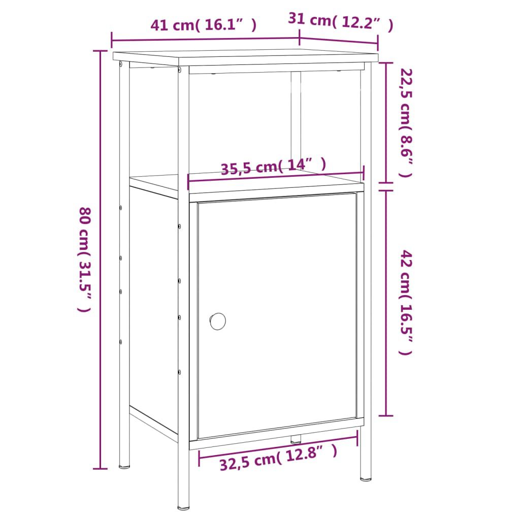 vidaXL Κομοδίνα 2 τεμ. Καπνιστή Δρυς 41 x 31 x 80 εκ. Επεξεργ. Ξύλο