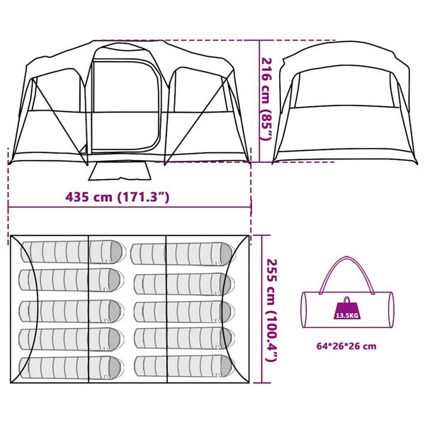 vidaXL Σκηνές με στέγη Μπλε 435 x 255 x 216 εκ. Πολυεστέρας