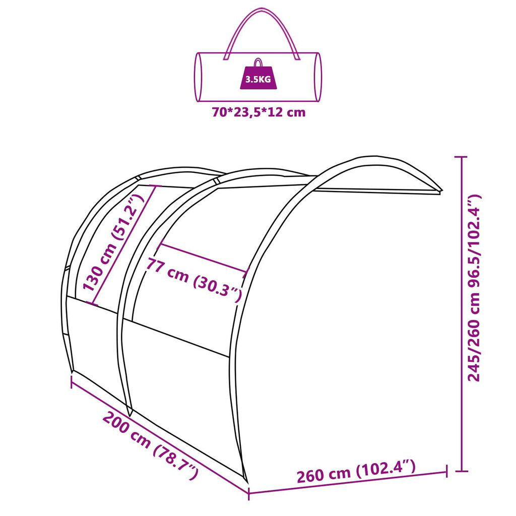 vidaXL Τέντα ανθεκτική στο νερό 260 x 200 x 260 εκ
