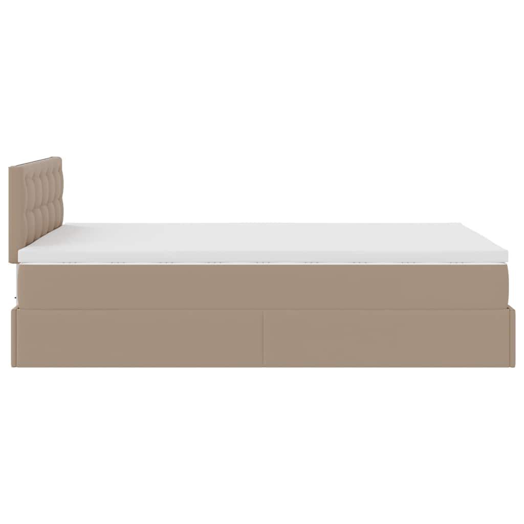 vidaXL Οθωμανικό κρεβάτι με στρώματα & LEDs Cappuccino Faux Leather