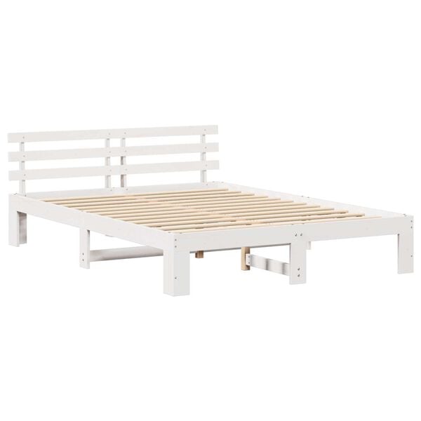 vidaXL Σκελετός Κρεβατιού Λευκό 150 x 200 cm Μασίφ ξύλο πεύκου