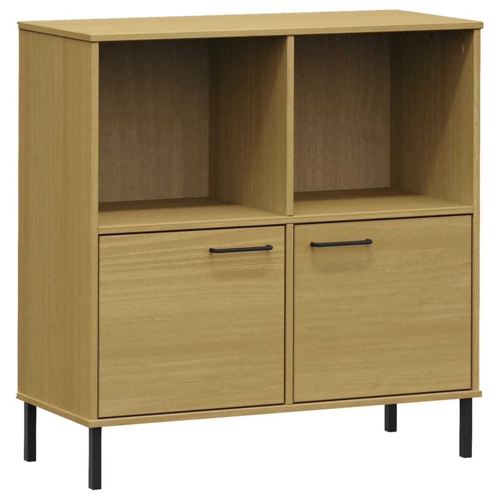 vidaXL Βιβλιοθήκη OSLO Καφέ 90x35x90,5 εκ. Μασίφ Ξύλο με Μεταλ. Πόδια