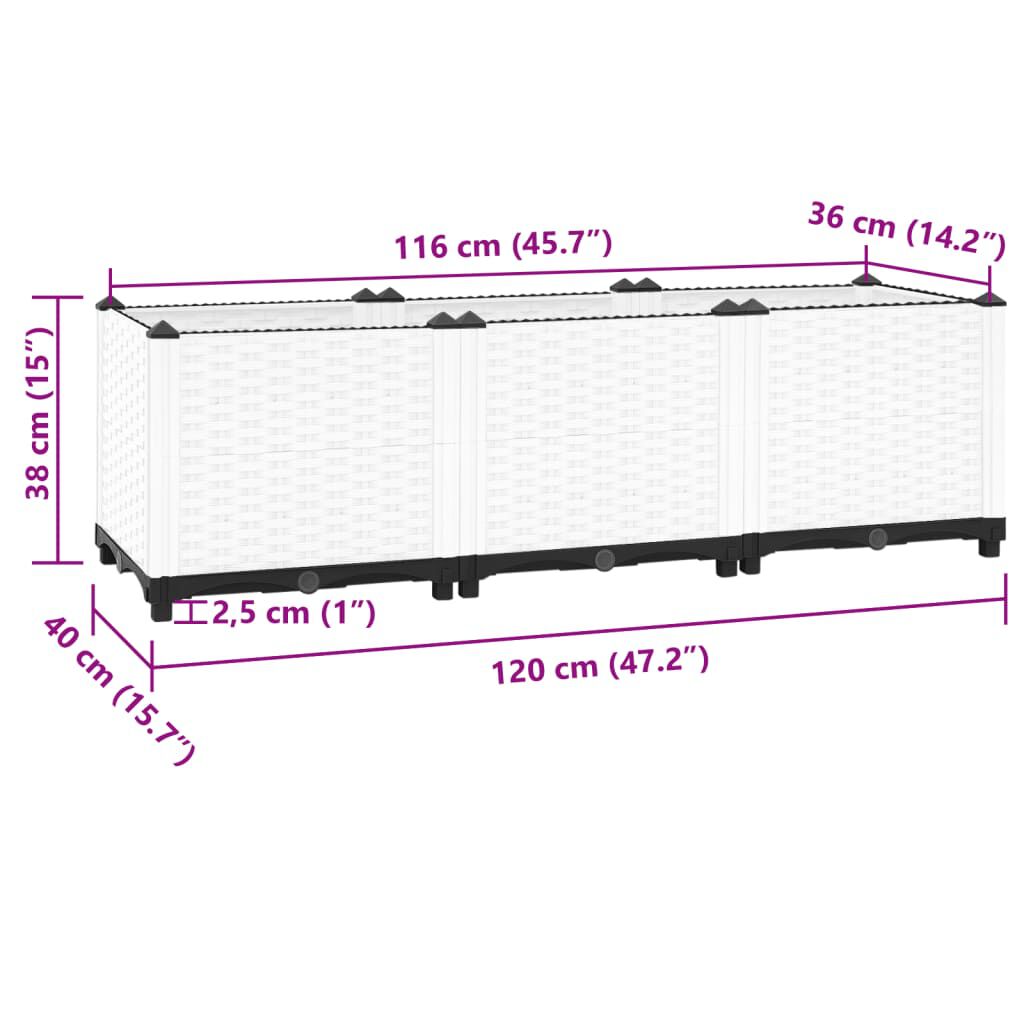vidaXL Ζαρντινιέρα 120 x 40 x 38 εκ. από Πολυπροπυλένιο