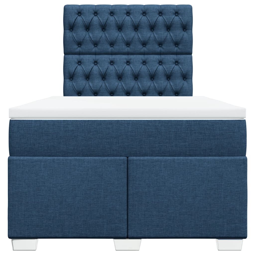 vidaXL Κρεβάτι Boxspring με Στρώμα Μπλε 120x190 εκ. Υφασμάτινο