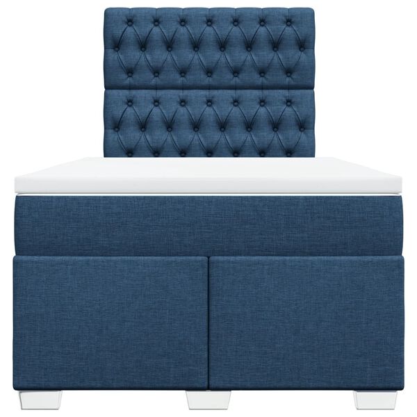 vidaXL Κρεβάτι Boxspring με Στρώμα Μπλε 120x190 εκ. Υφασμάτινο