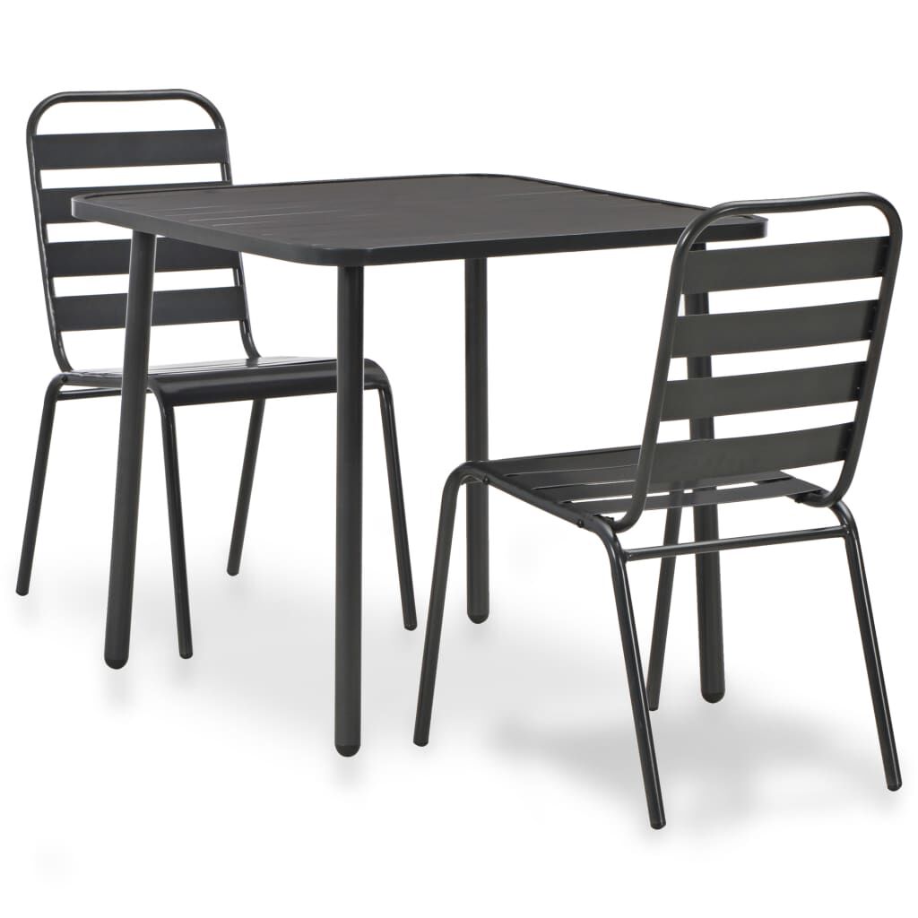 vidaXL Σετ Επίπλων Bistro 3 Τεμαχίων Σκούρο Γκρι Ατσάλινο