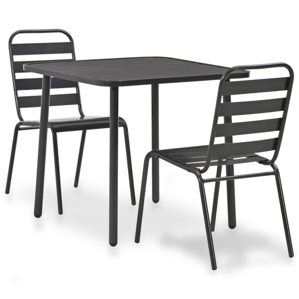 vidaXL Σετ Επίπλων Bistro 3 Τεμαχίων Σκούρο Γκρι Ατσάλινο