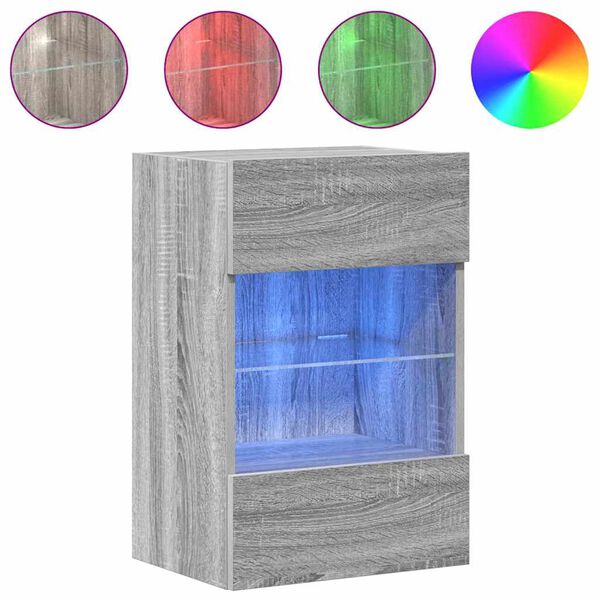 vidaXL Έπιπλα Τοίχου Τηλ. με LED 2 Τεμ. Γκρι Sonoma 40x30x60,5 εκ.